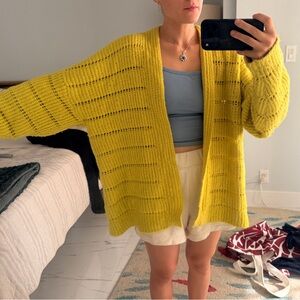 Spiritual Gangster Open Knit Yellow Cardigan